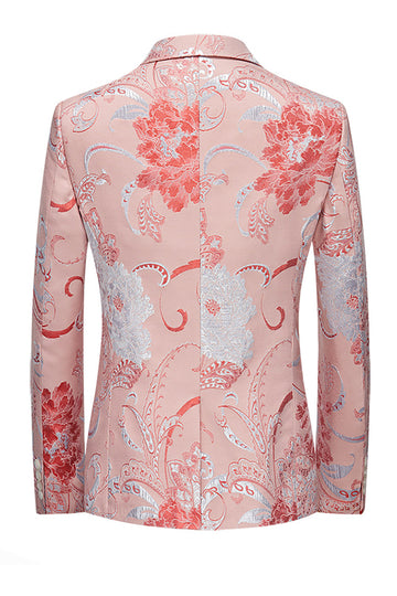 Ljusrosa Jacquard 2-delad skårad kavajslag för män Baldräkter